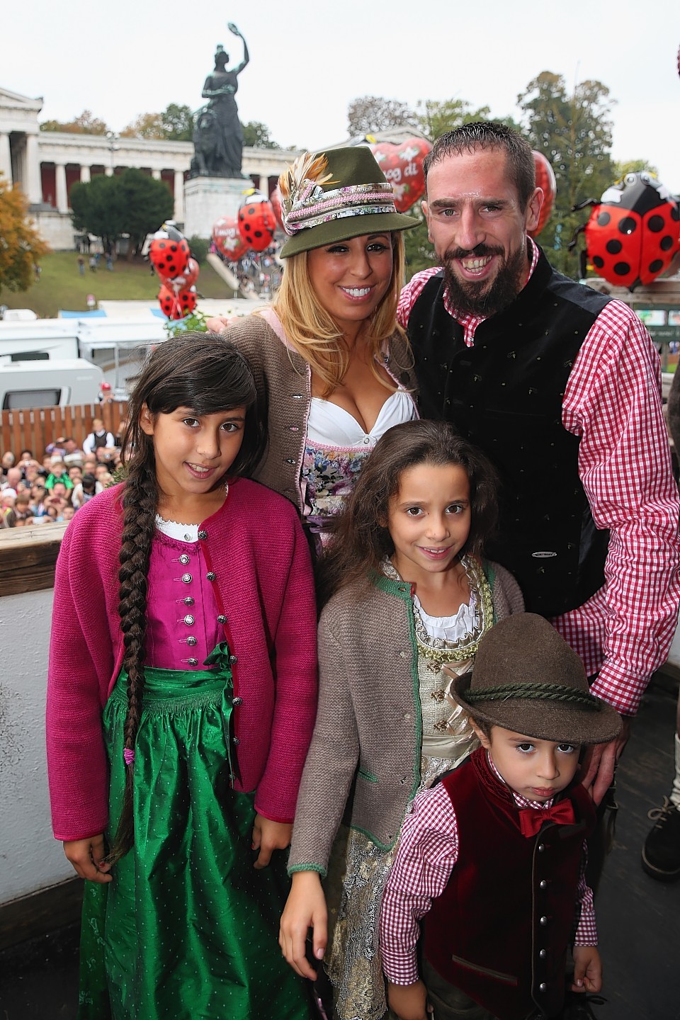Family photo of the football player, married to Wahiba Ribéry, famous for Bayern Munchen.
  