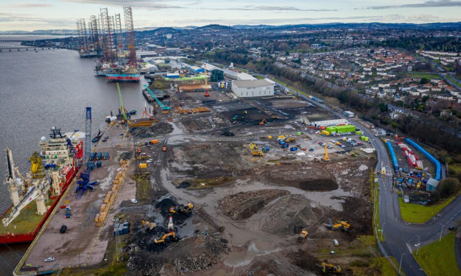 An aerial view of the Port of Dundee.